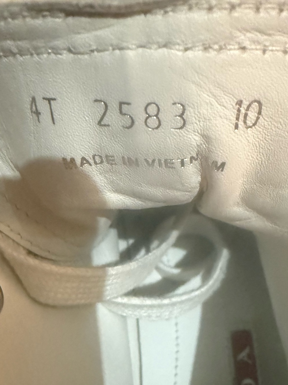 Prada Men’s Linea Rossa Red Tab Leather Mid-top Sneakers (Off-white, 10US) - Picture 2 of 15
